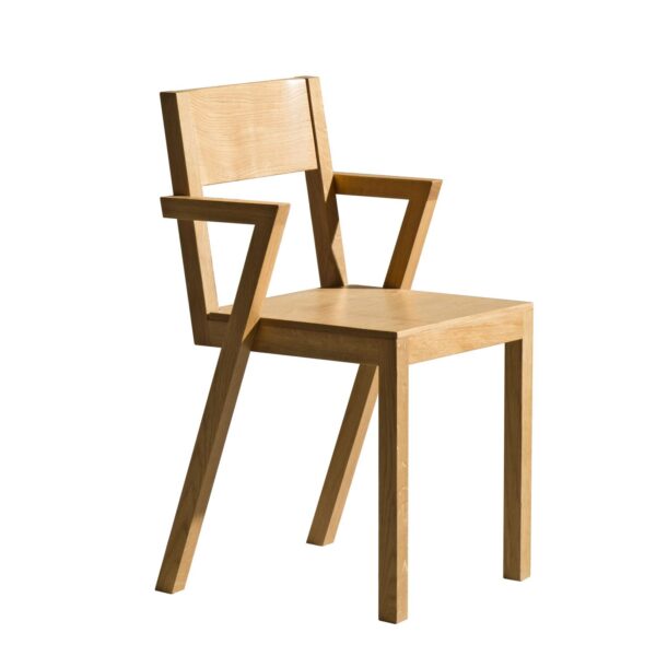 Cassia Dining armchair made out of beech wood and beech veneer placed in front of a white background