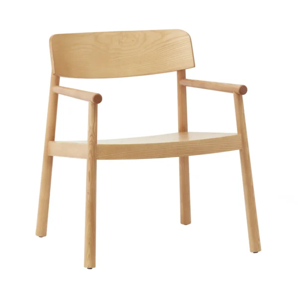 Tobi armchair in neutral ash wooden color in front of a white background