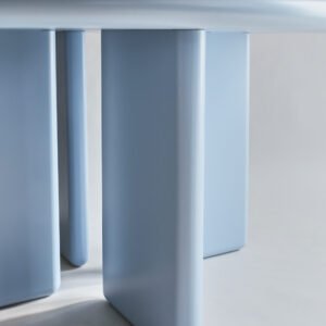 Close-up showing the legs of the blau round dining table
