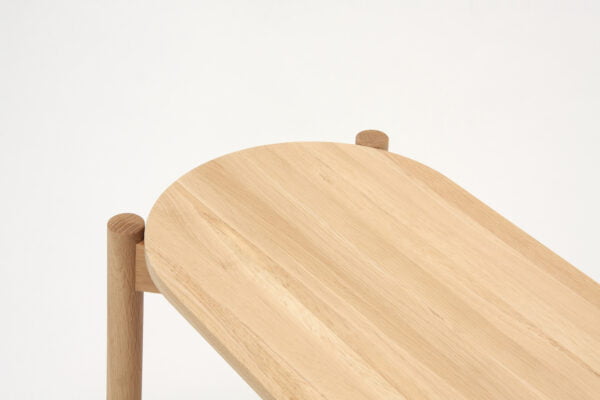 A top view of sao bench in oak