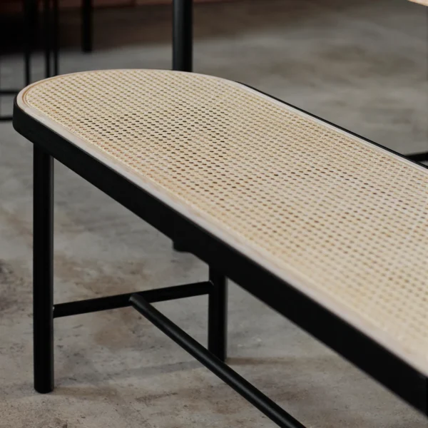 Tray rattan bench side view