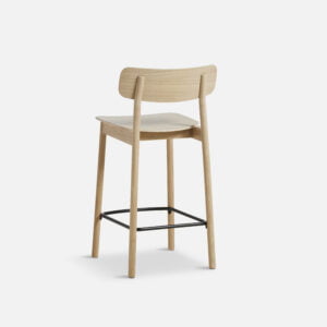rear view of the Yuri counter stool in oak