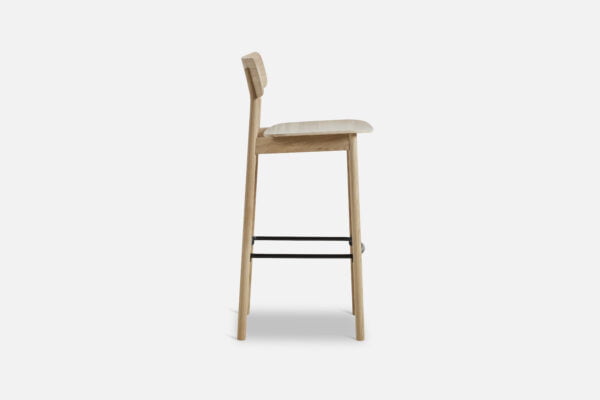 Side view of the Yuri Bar Stool in oak