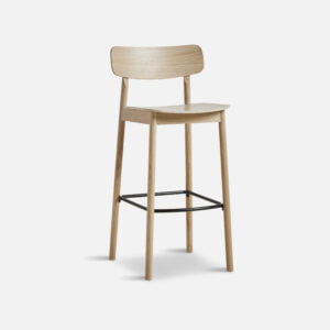 angled view of Yuri bar stool view in oak