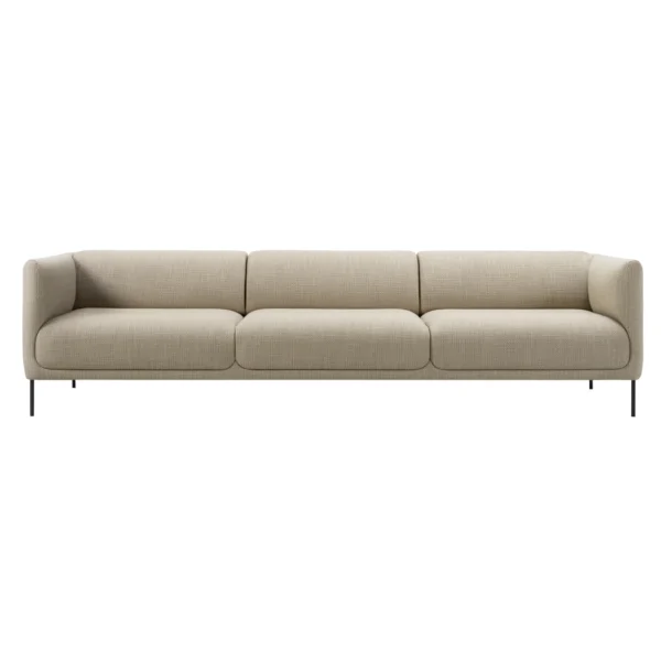 front view of Nu three seater sofa in beige upholstery