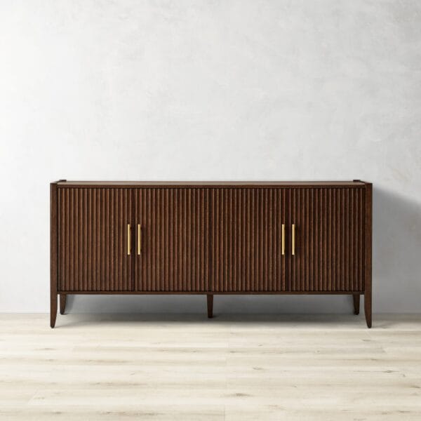 Sueno credenza in a nutmeg finish, and brass door handle, handcrafted by kersetna lebanon