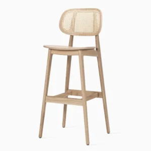 Dana bar chair 75 cm seat height in naturally finished oak and rattan backrest