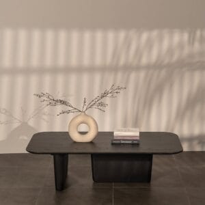 Naomi coffee table made in ash wood and ash veneer finished in black matte , crafted by kersetna lebanon