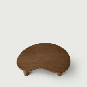 top view of olly coffee table highlighting the elegant grain of oak and the cloud shaped organic table top